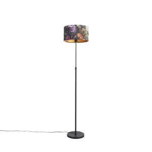 Stojací lampa černá se sametovými odstíny květin 35 cm – Parte