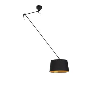 Závěsná lampa s bavlněným stínidlem černá se zlatem 35 cm – Blitz I černá