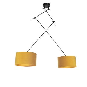 Závěsná lampa se sametovými odstíny okrové se zlatem 35 cm – Blitz II černá