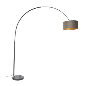 Oblouková lampa černý sametový odstín taupe se zlatem 50 cm – XXL