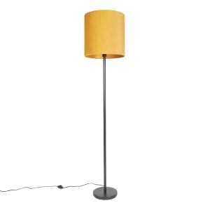 Art Deco stojací lampa černá se žlutým odstínem 40 cm – Simplo