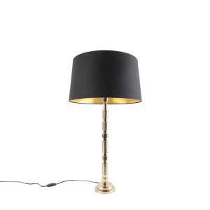 Stolní lampa ve stylu art deco zlatá s odstínem černé bavlny 45 cm – Torre
