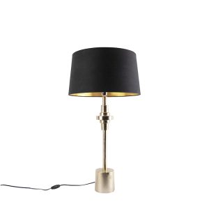 Stolní lampa ve stylu art deco černá s odstínem bavlny černá 45 cm – Diverso