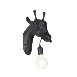 Vintage nástěnná lampa černá – žirafa