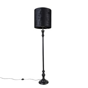 Klasická stojací lampa černá s černým odstínem 40 cm – Classico