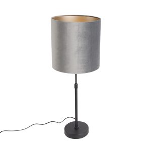 Moderní stolní lampa černé látkové stínidlo šedé 25 cm nastavitelné - Parte