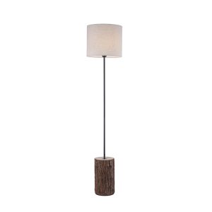 Venkovská stojací lampa dřevěná s bílým stínidlem – Oriana
