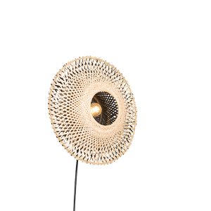 Orientální nástěnná lampa ratanová 35 cm se zástrčkou – Rina
