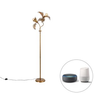 Chytrá stojací lampa zlatá 2-světelná vč.Wifi G95 – Botanica