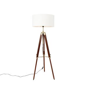Vintage stojací lampa mosaz se stínidlem bílý 50 cm stativ – Cortin