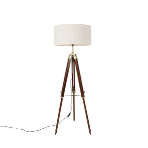 Stojací lampa mosazná se stínidlem světle šedá 50 cm stativ – Cortin