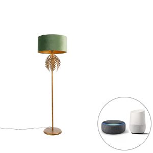 Chytrá stojací lampa zlatá se zeleným stínidlem včetně Wifi A60 – Botanica