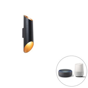 Chytré nástěnné svítidlo černé 9,6 cm včetně 2 Wifi GU10 – Organo