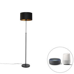 Chytrá stojací lampa černá s velurovým stínidlem černá 35 cm včetně Wifi A60 – Parte