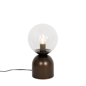 Hotelová elegantní stolní lampa tmavě bronzová s čirým sklem – Pallon Trend