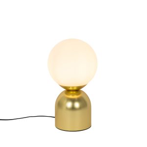 Hotelová elegantní stolní lampa zlatá s opálovým sklem – Pallon Trend