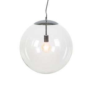 Skandinávská závěsná lampa chrom s čirým sklem – Ball 50