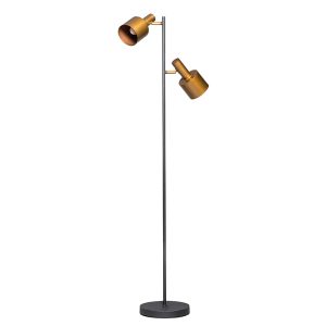 Designová stojací lampa černá se 2 zlatými skvrnami - Conter