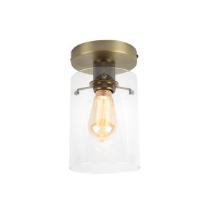 Moderní stropní lampa bronzová se sklem - Dome