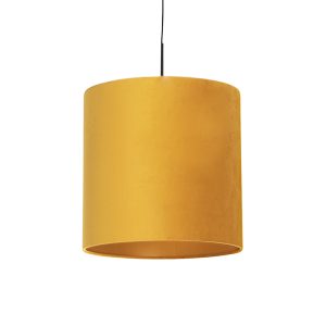 Závěsná lampa s velurovým odstínem žlutá se zlatem 40 cm – Combi