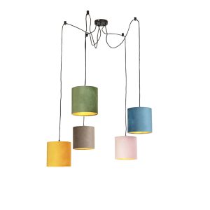 Závěsná lampa s 5 barevnými sametovými odstíny 20 cm – Cava