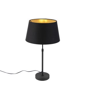 Stolní lampa černá s odstínem černá se zlatem 35 cm – Parte