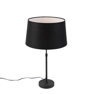 Stolní lampa černá s odstínem černého lnu 35 cm nastavitelná – Parte