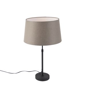 Stolní lampa černá s lněným stínidlem taupe nastavitelná 35 cm – Parte