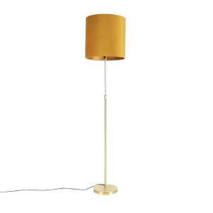 Stojací lampa zlatá / mosaz se sametovým odstínem žlutá 40/40 cm – Parte