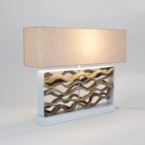 Stolní lampa Tremiti, barva dřeva/béžová, výška 67 cm, dřevo