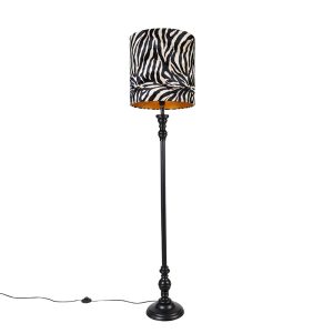 Stojací lampa černá s odstínem zebra design 40 cm – Classico