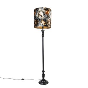 Stojací lampa černá s odstínem květu 40 cm – Classico