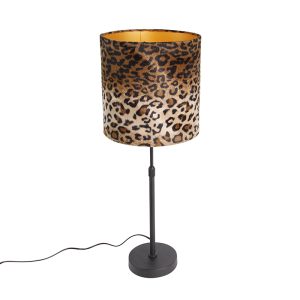 Stolní lampa černý sametový odstín leopardí design 25 cm – Parte