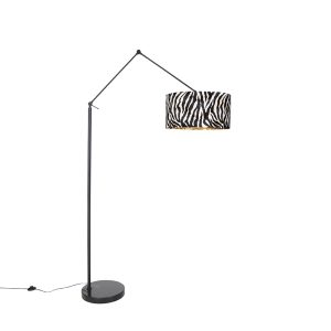 Moderní stojací lampa černé stínidlo zebra design 50 cm – Editor