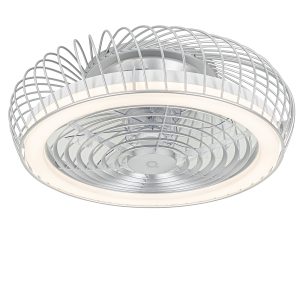 Chytrý stropní ventilátor stříbrný včetně LED s dálkovým ovládáním – Crowe