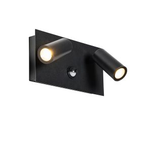 Venkovní nástěnné svítidlo černé včetně LED 2-světelného pohybového senzoru – Simon