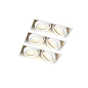Sada 3 zapuštěných svítidel bílá GU10 naklápěcí trimless 2 světla – Oneon