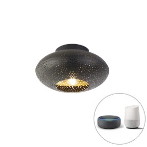 Chytrá stropní lampa černá se zlatou 25 cm včetně Wifi A60 – Radiance