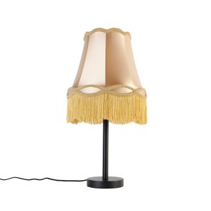 Klasická stolní lampa černá se stínidlem babička zlatá 30 cm – Simplo