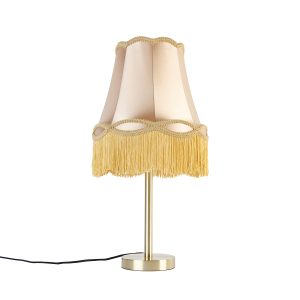 Klasická stolní lampa mosazná s odstínem Granny zlatá 30 cm – Simplo