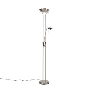 Stojací lampa z oceli s lampou na čtení vč. LED a stmívače – Diva 2