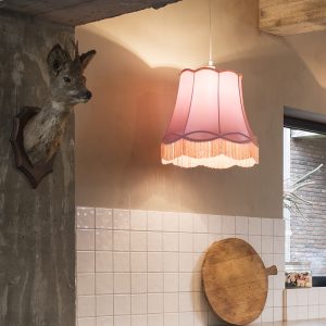 Retro závěsná lampa růžová 45 cm – babička
