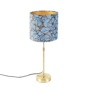 Stolní lampa zlatá / mosazná se sametovými odstíny motýlů 25 cm – Parte