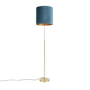 Stojací lampa zlatá / mosazná s velurovým odstínem modré 40/40 cm – Parte