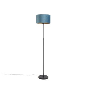 Stojací lampa černá s velurovým odstínem modrá se zlatem 35 cm – Parte