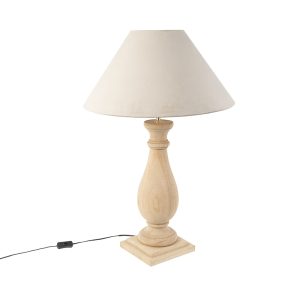 Venkovská stolní lampa ze dřeva se sametovým tupým odstínem – Lopuch