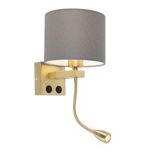 Nástěnná lampa ve stylu art deco zlatá se šedým odstínem – Brescia