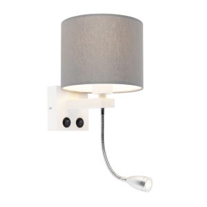 Moderní nástěnná lampa bílá se šedým odstínem – Brescia